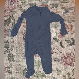 Blue Ribbed Footed Baby One-Piece Romper 0-3 months brand new